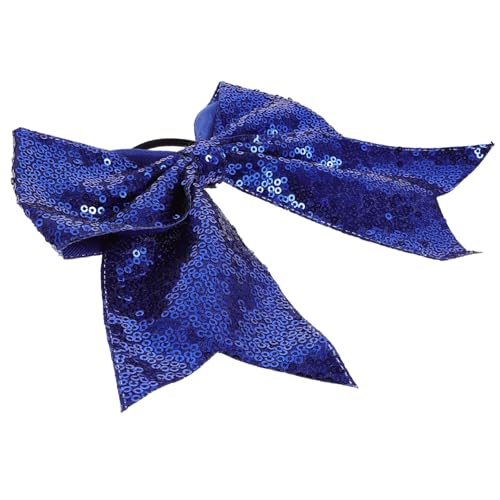 WRITWAA 2 Stück Krawatte Groß Haarspangen Für Mädchen Haarelastik Schleifen Für Kleine Mädchen Kleinkind Perlen Bögen Bogen Marine Funkeln Schleifen Für Stoff Blau von WRITWAA