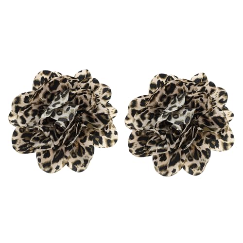 WRITWAA 2 Stück Leoparden-Stoff-Rosenbrosche, extra große Blumenbroschen, Revers, Anstecknadeln, Schmuck für Frauen, Hochzeit, Braut, Abschlussball, Party, Tanz, Kleid, Anzug von WRITWAA