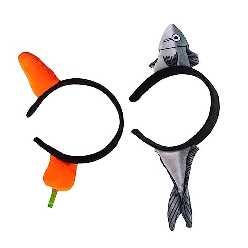 WRITWAA 2 Stück Lustige Haarreifen Kreative Kopfbedeckung mit Fisch und Karotte für Partys Festivals und Besondere Anlässe Leicht und Auffällig als Fotorequisiten für Unvergessliche von WRITWAA