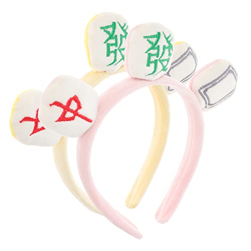 WRITWAA 2 Stück Mahjong Haarbänder für Damen Plüsch Waschbande für Gesichtspflege Make Up und Wellness Niedliches Design und Spa und Tägliche Anwendungen von WRITWAA