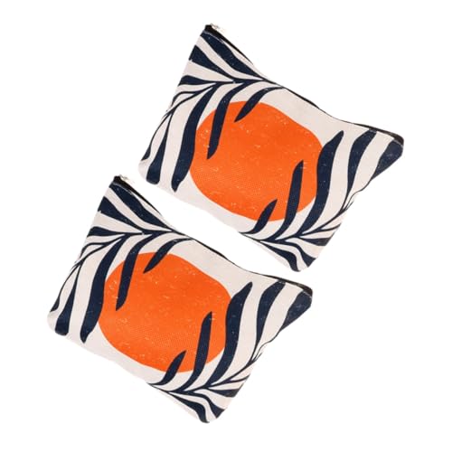 WRITWAA 2 Stück Make -up -Taschen -Reisezubehör -Tasche über Nacht faltbar Make -up -Beutel Kleine Kosmetiktasche wiederverwendbarer Schminkbeutel Bettwäsche aus Baumwolle von WRITWAA