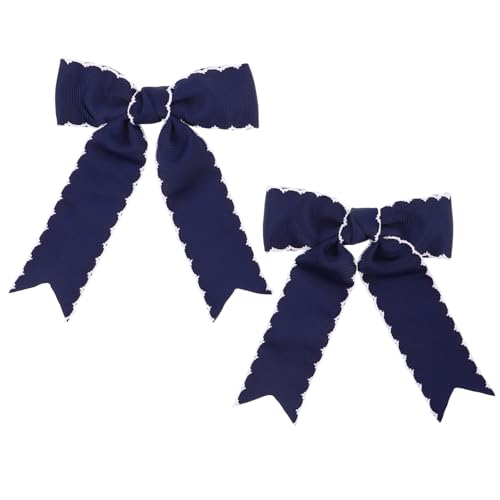 WRITWAA 2 Stück Marineblaue Haar-Accessoires: Marineblaue Haarspangen mit Schleife für Mädchen – Haarnadel mit langem Band für Partys, Schule und den Alltag von WRITWAA