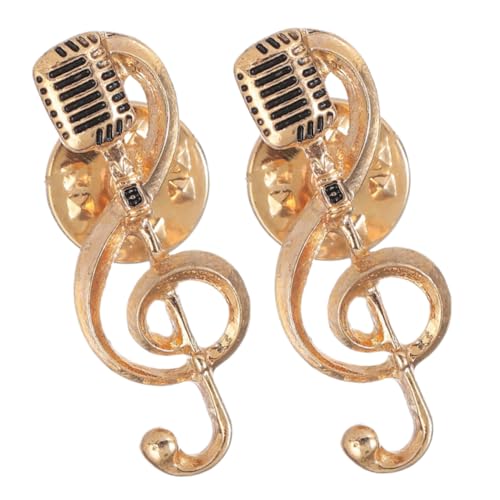 WRITWAA 2 Stück Musikbrosche Musiknoten Mikrofon Anstecknadeln aus Metall Kreative Schmuckaccessoires für Damen und Herren Vielseitig Tragbar an Kleidung Schals Hüten Taschen von WRITWAA