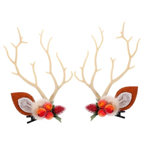 WRITWAA 2 Stück Niedliche Haarspangen mit Rentiergeweih Design Leichte Haarklammern für Kleine Mädchen Weihnachts Haarschmuck Sichere Haarnadeln für Festliche Frisuren von WRITWAA