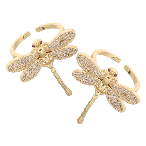 WRITWAA 2 Stück Offener Ring Vergoldet Kupfer Modischer Statement Schmuck für Damen für Alltag Partys und Verabredungen Zirkonia Effekte von WRITWAA