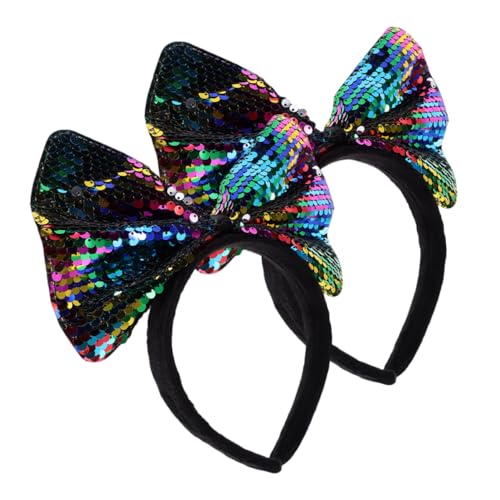 WRITWAA 2stücke Pailletten Stirnband Mit Schleife Cosplay Kopfschmuck Festival Haarband Party Stirnbänder Haarschmuck Dekoratives Stirnband von WRITWAA