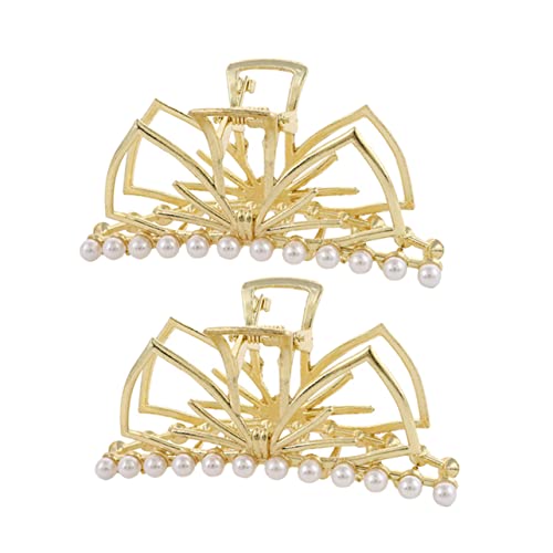 WRITWAA 2 Stück Perlen Haarspangen Haarclips für Damen Rutschfeste Krallenclips für Langes Dickes Haar für Bad und Friseursalon von WRITWAA