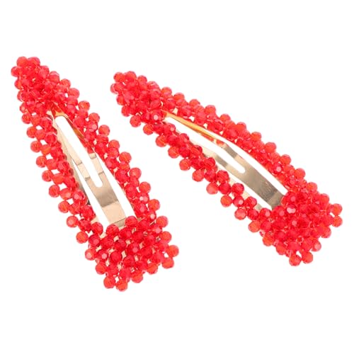 WRITWAA 2stücke Perlenhaarspangen Mit Tropfen-design Haarnadeln Aus Griffigem Material Perlenspangen Für Frauen Und Mädchen Passend Für Jede Frisur Rot von WRITWAA