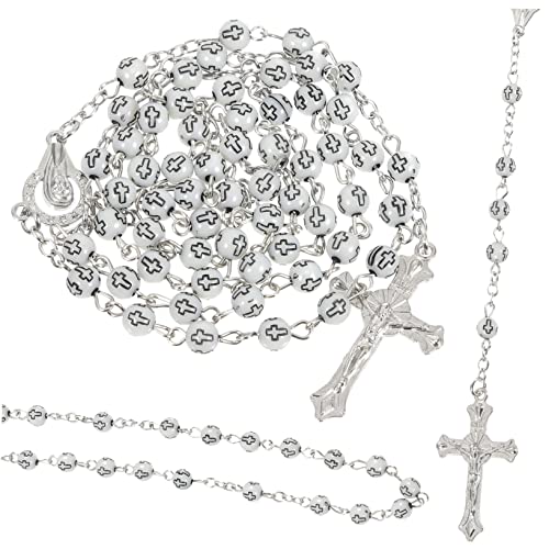 WRITWAA 2 Stück Perlen Halskette Exquisite Gebetsperlen Handgefertigte Gebetsperlen Perlen Design Halskette Gebetsseil Exquisite Gebetsperlen Kreuz Design Halskette Charms von WRITWAA