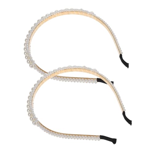 WRITWAA 2 Stück Perlen Stirnband Brautjungfer Perlen Haarband Perlen Braut Stirnband Accessoire Damen Haarschmuck Hochzeit Perlen Kopfschmuck Rosa Bobby Hoop Mode Frau Synthetische Perlen von WRITWAA