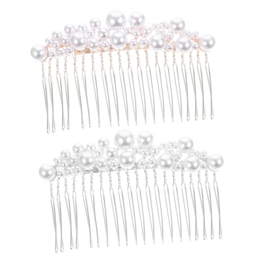 WRITWAA 2 Stück Perlenkamm Haarkamm Für Handgefertigte Perlen Brautschmuck Hochzeit Haarnadeln Haarspange Haarschmuck Für Mädchen Kopfbedeckungen Für Hochzeit Perlenhaar Perle von WRITWAA