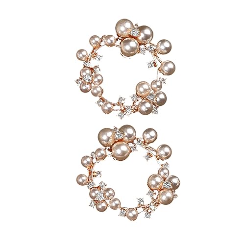 WRITWAA 2 Stück Perlenschnalle Perlenschmuck für Frauen Goldrand Bogen Schuhe Fersen Zubehör schuhclips clips für schuhe schuhschnallen Schuhbrosche Kristallverzierung Plastik Golden von WRITWAA