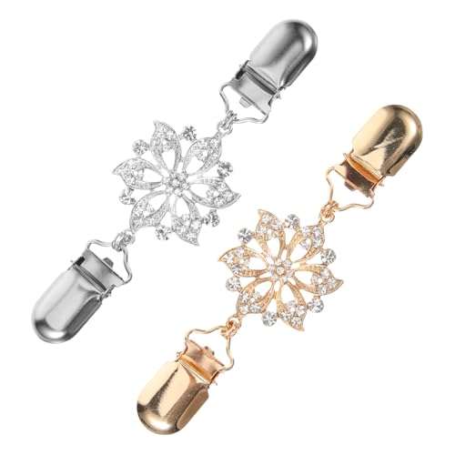 WRITWAA 2 Stück Pullover Clips mit Hohlem Blumenmuster und Strasssteinen Elegante Strickjacken Schalclips für Damen Goldene und Silberne Broschen-accessoires WRITWAA 2 Stück Pullover Clips mit Hohlem Blumenmuster und Strasssteinen Elegante Strickjacken Schalclips für Damen Goldene und Silberne Broschen-accessoires von WRITWAA
