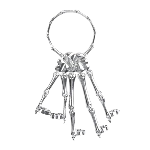 WRITWAA 2 Stück Punk Style Skelett Hand Armband mit Verstellbarem Klauen Design Halloween Armkette für Damen und Herren Langlebiges Alloy Schmuckstück Gothic Accessoire von WRITWAA