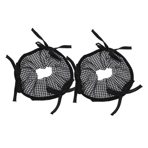 WRITWAA 2 Stück Retro Haarbänder mit Karomuster und Schleifen für Damen und Mädchen Sanfte Rutschfeste Haargummis aus Seidensatin für Alltag und Festliche Anlässe Schwarz und Weiß von WRITWAA