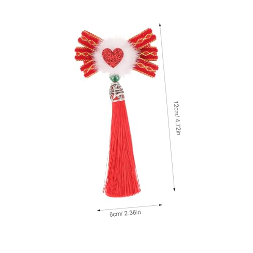 WRITWAA 2 Stück Rote Hanfu Haarklammern mit Quasten Herz Design Weiche Haarspangen für Frauen und Mädchen Traditionelle Haaraccessoires für Festtags und Partyfrisuren Schonend und Modisch von WRITWAA