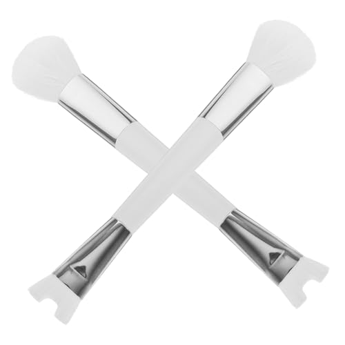 WRITWAA 2 Stück Rougepinsel Mit Doppelkopf Kosmetik Wimperntusche Masken Nasen-make-up-tool Pinsel Mischen Gesichts- Nasenschattenpinsel Konturpinsel Bausatz Gothic Creme Weiß Kieselgel von WRITWAA