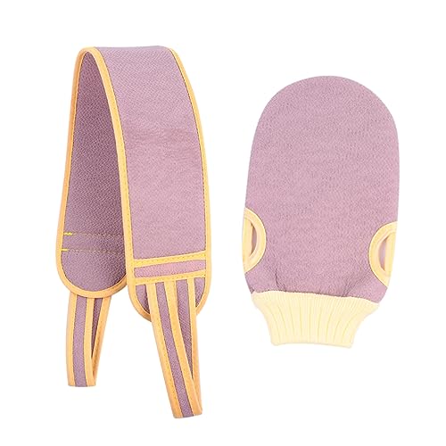 WRITWAA 2 Stück Rückenmassageset Peeling-badetuch Peeling-badehandschuhe Luffa-handschuhe Peeling Duschtuch Peeling-handschuhe Polyester Violett von WRITWAA