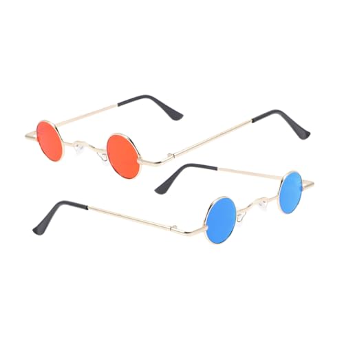 WRITWAA 2 Stück Runde Sonnenbrillen Im Punk Stil Vintage Steampunk Minibrille Für Männer Und Frauen Metallrahmen Coole Gothic Kreisbrille Für Den Alltag Reisen Und Partys von WRITWAA