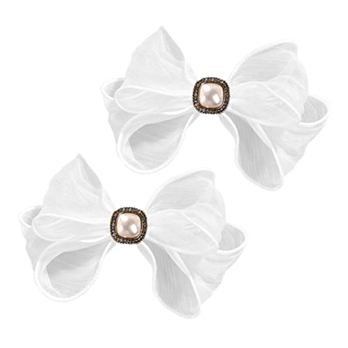 WRITWAA 2stücke Braut Haarschleife Mesh Haarnadel Bogen Haar Clip Haarschleifenspange Schleifenclip Haarschleife Haarspange Zubehör Damen Mädchen von WRITWAA