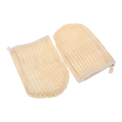 WRITWAA 2 Stück Sisal Badehandschuhe Peeling Handschuhe zur Körperreinigung Beidseitig Exfolierend Wiederverwendbar Sanfte Massage und Tiefenreinigung für Damen und Herren Badzubehör von WRITWAA