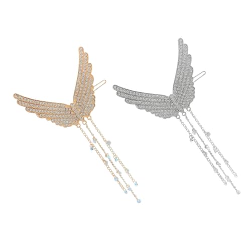WRITWAA 2stücke Teiliges Engelsflügel-haarklammer Strass Stilvolle Haarspangen Für Frauen Für Hochzeiten Partys Und Daily Wear Gold Und Silber Kombiniert von WRITWAA