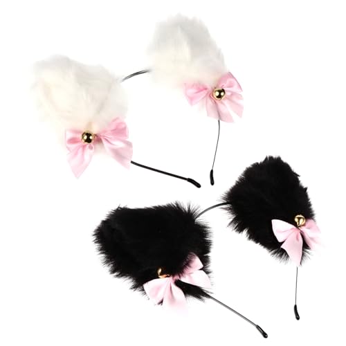 WRITWAA 2 Stück Stylisches Katzenohren Stirnbänder aus Plüsch Cosplay Haaraccessoire für Partys Festivals und Besondere Anlässe Leicht und Bequem für Halloween und Kostümpartys von WRITWAA