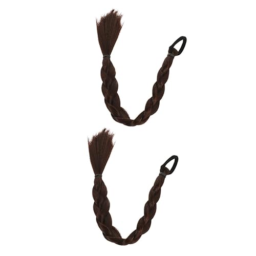 WRITWAA 2 Stück Synthetische Geflochtene Pferdeschwanz Haarverlängerung Hitzebeständig Glatte Lange Extensions für Damen Natürlicher Look Vielseitig Einsetzbar Dunkelbraun von WRITWAA