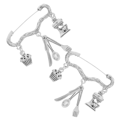 WRITWAA 2 Stück Teiliges Broschen für Frauen Exklusive Küchen Schmuckstücke mit Kuchenmixer Löffel und Design für und Langlebigem Zinklegierung von WRITWAA