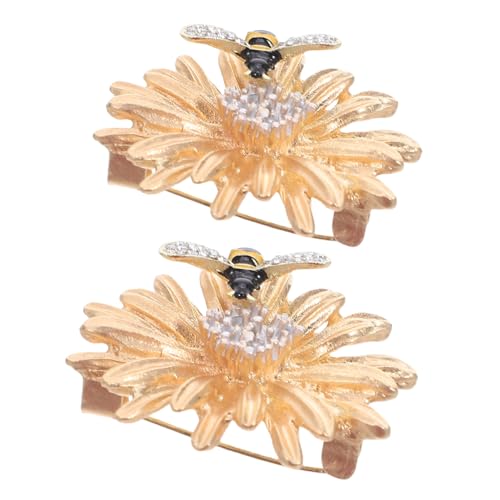WRITWAA 2 Stück Teiliges Damenbroschen Biene und Blume aus Metall mit Strass Leichte Anstecknadeln für Blazer Kleider Schals Schmuckpins für Hochzeiten und Alltag von WRITWAA
