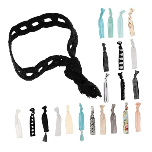 WRITWAA 2 Stück Teiliges Elastische Haargummis mit Spitze und Quasten Schonende Dehnbare Scrunchies für Damen Modische Haarschmuck in Hautfarben Grün und Schwarz Vielseitig für Alltag und von WRITWAA