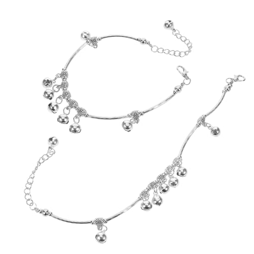 WRITWAA 2 Stück Teiliges Ethnische Fußkettchen mit Glocken Verstellbare Fußkette für Frauen Boho Tanzschmuck für Bauchtanz Bühnenauftritte und Tanztraining Teen Mode Fußschmuck von WRITWAA