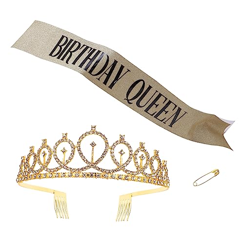 WRITWAA 2 Stück Teiliges Geburtstagskrone Schärpe für Rhinestone Tiara und Eleganter Partyzubehör für Unvergessliche Feiern von WRITWAA