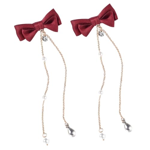 WRITWAA 2stücke Modische Damen Rote Seidenschleifen-haarnadel Mit Quaste Für Mädchen Leichter Haaraccessoire Für Party Festival Und Alltag von WRITWAA