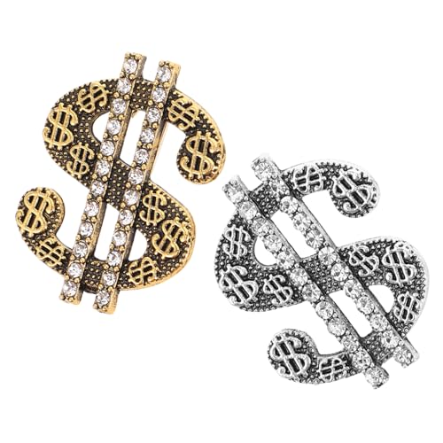 WRITWAA 2 Stück Teiliges Hip Hop Broschen Geldsymbol Anstecknadeln mit Funkelnden Strasssteinen Accessoires für Anzüge Hemden Hüte und Rucksäcke Trendige Schmuck Badges für Männer von WRITWAA