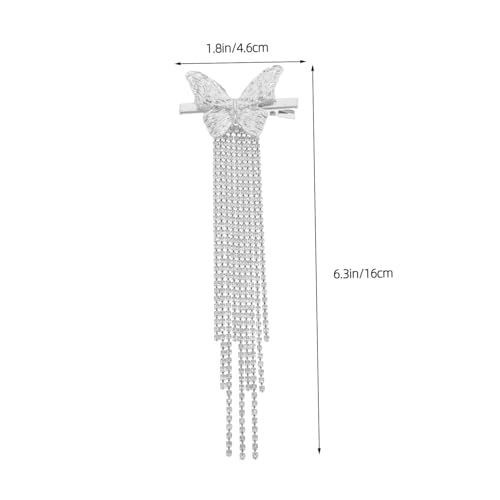 WRITWAA 2 Stück Teiliges Schmetterling Haarklammern mit Quaste Silberne Alligator Haarspangen mit Strass Vielseitige Braut Alltagsfrisuren Fester Sitz für Frauen und Mädchen von WRITWAA