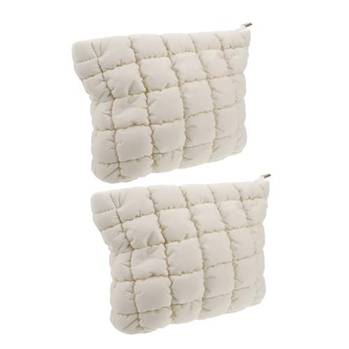 WRITWAA 2stücke Gesteppte -Kosmetiktasche Reise-Make-up-Tasche Tragbarer Make-up-Organizer Für Unterwegs Lippenstift Pinsel Toilettenartikel Für Frauen von WRITWAA