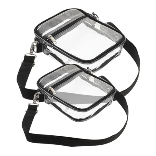 WRITWAA 2 Stück Transparente Kleine Umhängetasche aus Stabilem PVC mit Verstellbarem Riemen Reißverschlossene Kosmetiktasche Zugelassene Stadientasche für Konzerte Sportevents Damen und von WRITWAA
