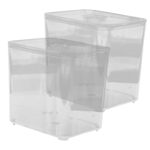 WRITWAA 2 Stück Transparente Stapelbare Kosmetik organizer mit Deckel Kompakt und Tragbar Vielseitig für Wattepads Wattestäbchen Make up schwämme und Haaraccessoires Praktische von WRITWAA