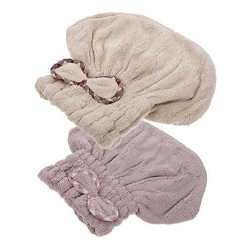WRITWAA 2 Stück Trockenhaube Haartrocknungshaube Duschhut Damen Flauschige Mützen Mit Kapuze Mikrofaser Strand Für Badezimmer Saugfähige Badehauben Haartrocknungshaube von WRITWAA