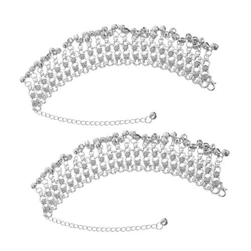 WRITWAA 2 Stück Verstellbare Boho Fußkettchen mit Glocken und Quasten Mehrlagige Fußkette für Frauen Leicht Klangvoll Geeignet für Bauchtanz Strand Sommer Sandalen von WRITWAA