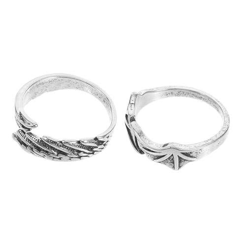 WRITWAA 2 Stück Verstellbarer Bat Wing Offener Ring Kupfer Vintage Schmuck Unisex Fingerschmuck Elegantes Accessoire für Alltag Party von WRITWAA