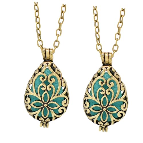 WRITWAA 2 Stück Vintage Aromatherapie Halskette Aromatherapie Anhänger Schmuck zum Öffnen Duftkette für Damen Passend zu Pullover Mantel Kleid Geschenkidee von WRITWAA