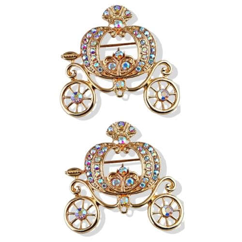 WRITWAA 2 Stück Vintage Damenbrosche Pumpkin Carriage Pin mit Bunten Strasssteinen Anstecknadel für Jacken Kleider Schals Elegantes Accessoire für Damen Geschenkidee von WRITWAA