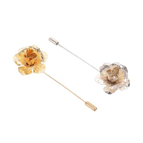 WRITWAA 2 Stück Vintage Rosen Boutonniere Anstecknadeln aus Legierung für Herren Anzug Hochzeit Business Party Blütenbroschen mit Retro Design Vielseitiges Accessoire für Formelle Anlässe von WRITWAA