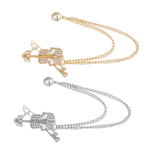 WRITWAA 2 Stück Violin Broschen Schmuck Anstecknadeln für Damen Kleidung Dekoration Legierte Material Langlebig Modisch für Kleider Schals Taschen Hüte Vielseitig und Elegant von WRITWAA