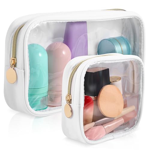 WRITWAA 2stücke Transparente Kosmetiktasche Mit Organizer Reise-kulturtasche Für Damen Durchsichtige Reißverschlusstasche Als Aufbewahrungstasche Make-up-Tragetasche Mit PVC-Material von WRITWAA
