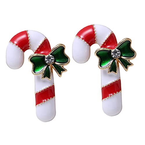 WRITWAA 2 Stück Weihnachtliche Brosche Set Walking Stick Design mit Feiner Handarbeit Party Schmuck für Festliche Kleidung Kreativer Weihnachtsanhänger in Weiß Rot und Grün von WRITWAA