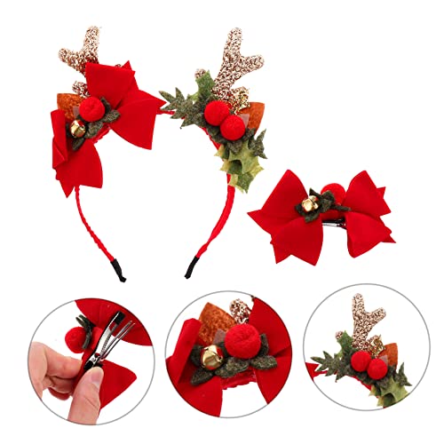 WRITWAA 2 Stück Weihnachtliches Teiliges Set Haarreif und Schleifen Haarclip Rot Passend Modisch und Bequem für Karneval und Sowie Damen von WRITWAA