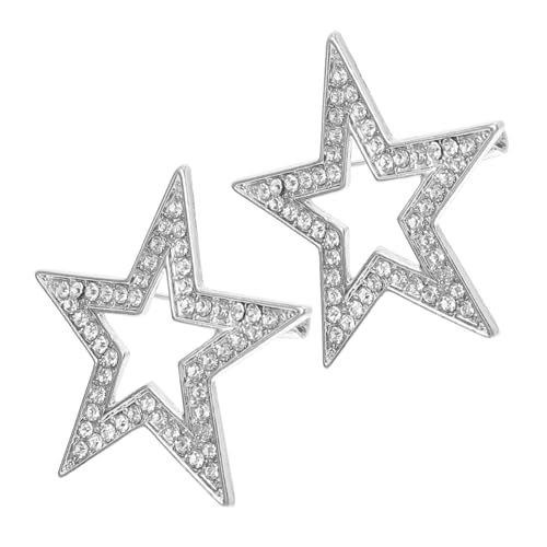 WRITWAA 2 Stück Zinklegierung Fünfzackiger Stern Brosche Glänzend Eleganter Anstecker für Anzug Mantel Schals Damen Herren Vintage Stil Modeaccessoire Weihnachten Hochzeit Party von WRITWAA